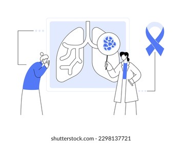 Ilustración vectorial del concepto abstracto del cáncer de pulmón. Oncología diagnósticos en fase temprana, factor de riesgo tumoral, tratamiento de cáncer pulmonar, lucha contra enfermedades, terapia química, metáfora oncológica abstracta.