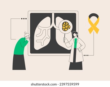 Lung cancer abstract concept vector illustration. Oncology early stage diagnostics, tumor risk factor, lung cancer treatment, fighting disease, chemical therapy, oncology abstract metaphor.