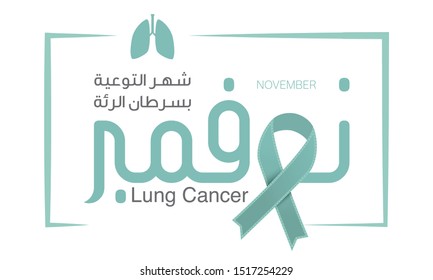 Lung Cancer Awareness Banner For Support And Health Care. (translate November Lung Cancer Awareness Month) Vector