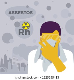 Lung Cancer Awareness. Exposure From Radon Gas, Asbestos And Air Pollution. Illness Risk. World Environment Day. Vector Illustration. Healthcare Poster Or Banner Template.
