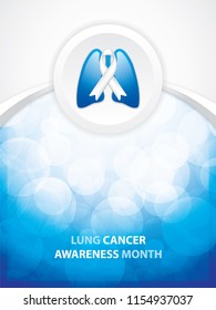 Lung Cancer Awareness Month Background. Ribbon In The Lungs, Vector Illustration.