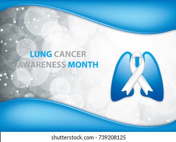 Lung Cancer Awareness Month Background. Ribbon In The Lungs, Vector Illustration.