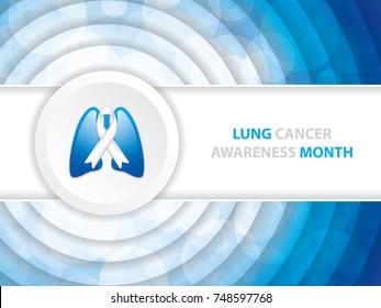 Lung Cancer Awareness Month Background. Ribbon In The Lungs, Vector Illustration.