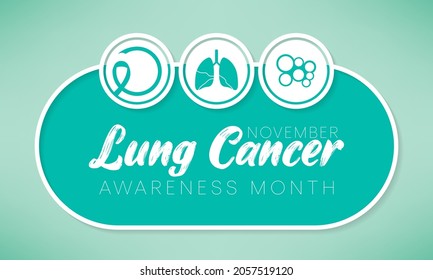 Lung Cancer awareness month is observed every year in November, lungs are two spongy organs in chest that take in oxygen when you inhale and release carbon dioxide when you exhale. Vector illustration