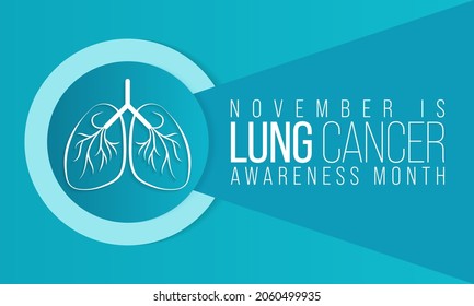 En noviembre se observa un mes de sensibilización sobre el cáncer de pulmón cada año, los pulmones son dos órganos esponjosos en el pecho que toman oxígeno cuando inhalan y liberan dióxido de carbono cuando se exhalan. Ilustración del vector