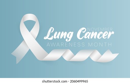 Lung Cancer awareness month is observed every year in November, lungs are two spongy organs in chest that take in oxygen when you inhale and release carbon dioxide when you exhale. Vector illustration