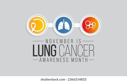 En noviembre se observa un mes de sensibilización sobre el cáncer de pulmón cada año, los pulmones son dos órganos esponjosos en el pecho que toman oxígeno cuando inhalan y liberan dióxido de carbono cuando se exhalan. Ilustración del vector