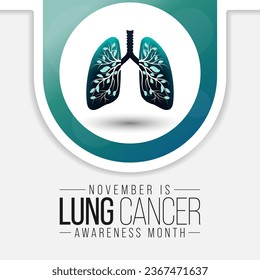 Lung Cancer awareness month is observed every year in November, lungs are two spongy organs in chest that take in oxygen when you inhale and release carbon dioxide when you exhale. Vector illustration