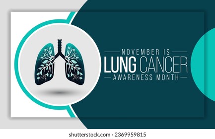 En noviembre se observa un mes de sensibilización sobre el cáncer de pulmón cada año, los pulmones son dos órganos esponjosos en el pecho que toman oxígeno cuando inhalan y liberan dióxido de carbono cuando se exhalan. Ilustración del vector