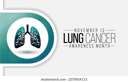 En noviembre se observa un mes de sensibilización sobre el cáncer de pulmón cada año, los pulmones son dos órganos esponjosos en el pecho que toman oxígeno cuando inhalan y liberan dióxido de carbono cuando se exhalan. Ilustración del vector