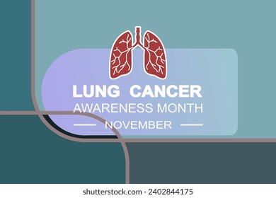 En noviembre se observa un mes de sensibilización sobre el cáncer de pulmón cada año, los pulmones son dos órganos esponjosos en el pecho que toman oxígeno cuando inhalan y liberan dióxido de carbono cuando se exhalan. Vector 