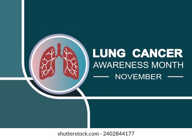 En noviembre se observa un mes de sensibilización sobre el cáncer de pulmón cada año, los pulmones son dos órganos esponjosos en el pecho que toman oxígeno cuando inhalan y liberan dióxido de carbono cuando se exhalan. Vector 