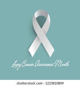 Lung Cancer Awareness White Ribbon Background.