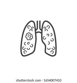 Lung Cancer Line Icon. Linear Style Sign For Mobile Concept And Web Design. Human Lungs Cancer Tumor Outline Vector Icon. Symbol, Logo Illustration. Vector Graphics