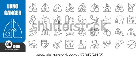 Lung cancer thin line icon . Editable stroke . Vector .