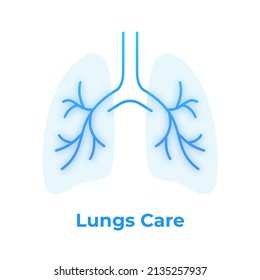Lung care icon in glass morphism style. Vector illustration.