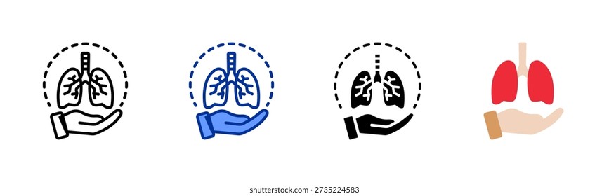 Lung Care icon set multiple style collection