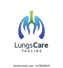 Lung care logo with hand concept