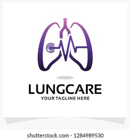 Lung Care Logo. Lung Pulse Logo Design Template Inspiration