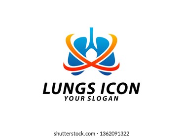 Lung care logo vector, Lungs Health logo template, Icon Symbol