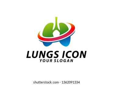 Lung care logo vector, Lungs Health logo template, Icon Symbol