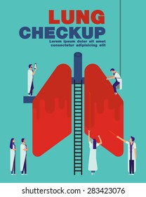 Lung checkup cover flat design art.