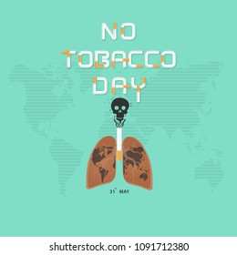 Lung and cigarette icon with Stop Smoking vector logo design template.May 31st World no tobacco day concept.No Smoking Day.No Tobacco Day Awareness Idea Campaign.Vector illustration.