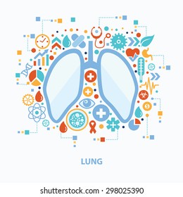 Lung concept design on white background,clean vector