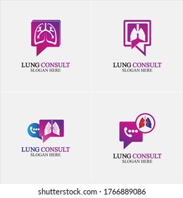 Lung Consult Logo design vector, Lung Forum logo template, Lung Care icon.