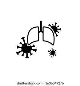 Lung with corona virus icon vector