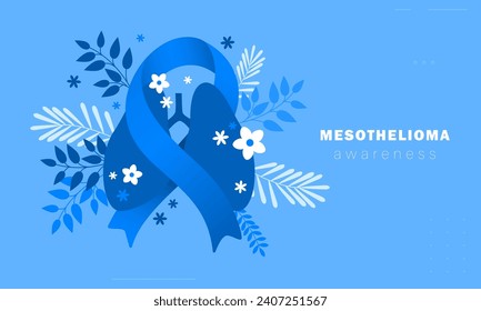 Lung Leavin’ Day (mesothelioma awareness). Lungs, ribbon and flowers vector illustration