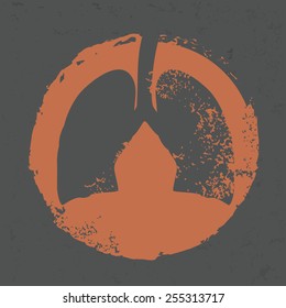 Lung design on grunge background, grunge vector