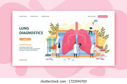 Lung Diagnostic, Doctor Using Modern Equipment. Collaborative Organ Research. Doctor Listen to Lung with Stethoscope, Girl Examine Flask with Analysis Taken. Man Raised Bottle with Pill.