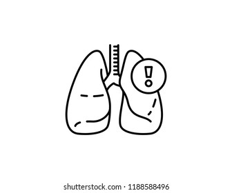 Lung Disease Cannabis Vector Black Line Art Symbols On White Background For Commercial Business Medical Health Services Website Report