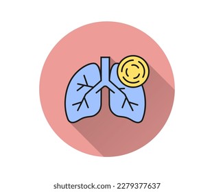 Lung disease flat icon with long shadow for graphic and web design.