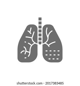 Lung disease gray icon. Isolated on white background