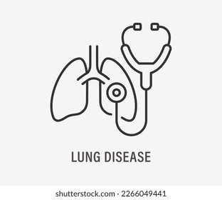 Lung disease line icon on white background. Editable stroke.