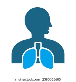 lung disease Pneumonia icons sets, such as bronchitis, bronchial asthma, spirometry and more. Vector illustration isolated on blue dark. Editable stroke.
