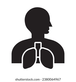 lung disease Pneumonia icons, such as bronchitis, bronchial asthma, spirometry and more. Vector illustration isolated on black white. Editable stroke.
