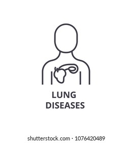 lung diseases thin line icon, sign, symbol, illustation, linear concept, vector 