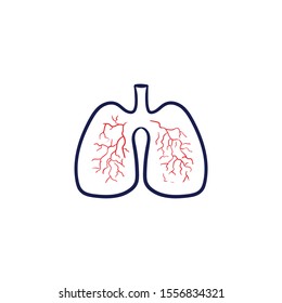 lung doodle icon vector hand drawing