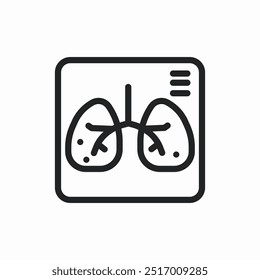 Vector de signo de ícono de examen pulmonar