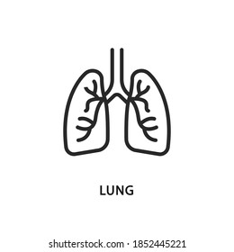 Lungs Flat Line Icon Vector Thin Stock Vector (royalty Free) 1465290095