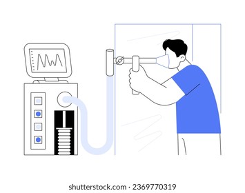 Lung function tests abstract concept vector illustration. Patient suffering from allergy checking lung function, breathing test, immunology sector, pulmonary function experiment abstract metaphor.