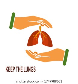 
Lungen- und Handdesign. Veranschaulichung der Erhaltung der Lungengesundheit. in einem flachen Stil.