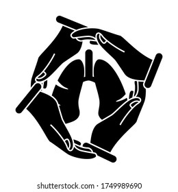 
lung and hand design. illustration of maintaining lung health. in a flat style.