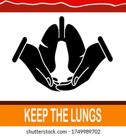 
lung and hand design. illustration of maintaining lung health. in a flat style.