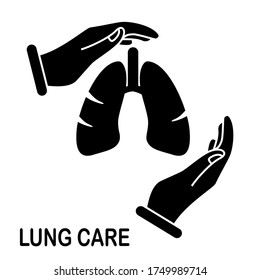 
diseño de pulmón y mano. ilustración de mantenimiento de la salud pulmonar. en un estilo plano.