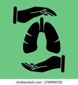 
diseño de pulmón y mano. ilustración de mantenimiento de la salud pulmonar. en un estilo plano.