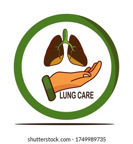
diseño de pulmón y mano. ilustración de mantenimiento de la salud pulmonar. en un estilo plano.